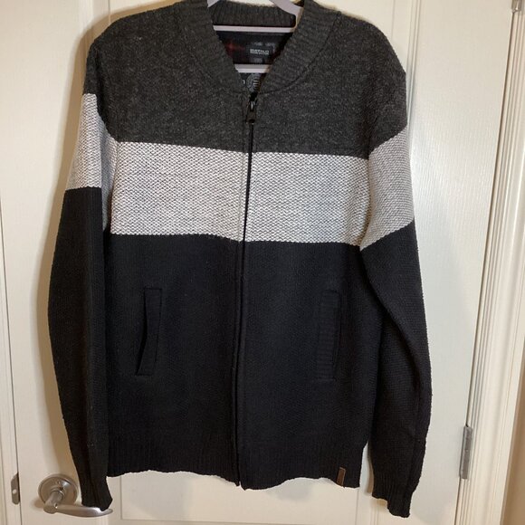 Buffalo David Bitton Men's Knit Cardigan Size L Fleece Lined Sweater Colorblock - Picture 1 of 9
